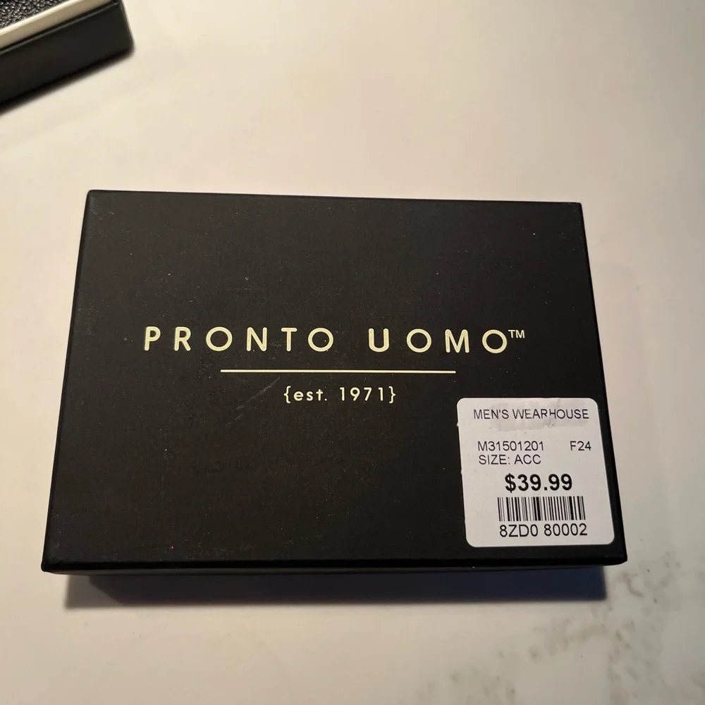 NWT men’s pronto uomo black pebbled leather wallet with RFID magnetic money clip